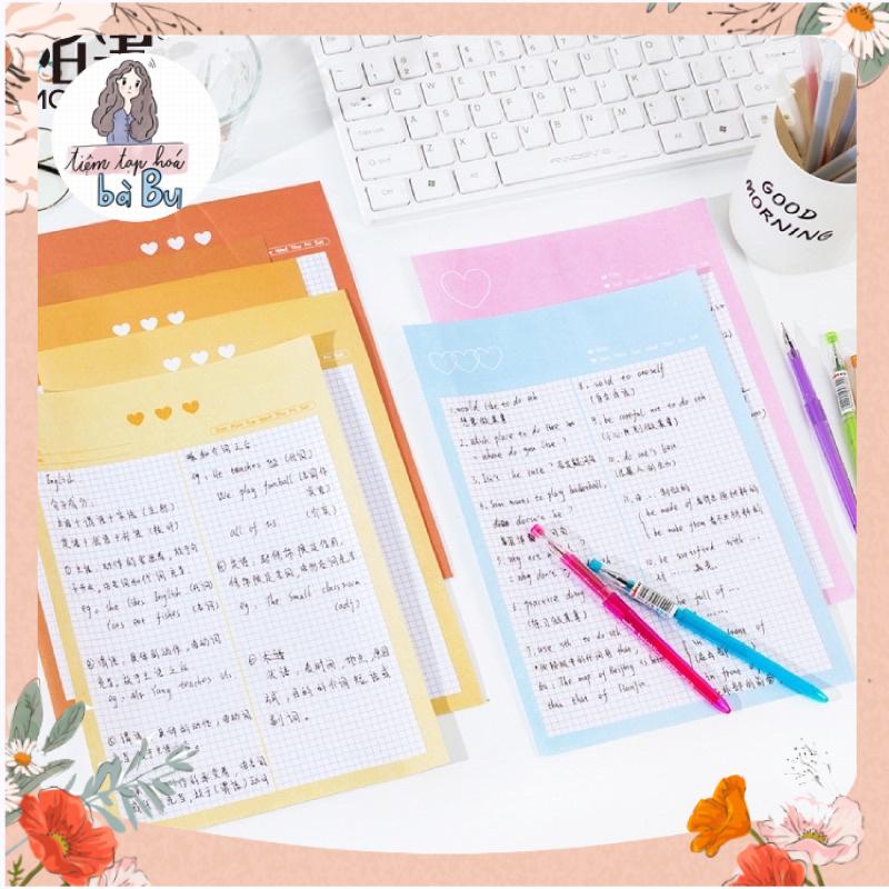 Tập giấy take note size B5 mỗi tập 30 tờ 5 mẫu giấy dùng để ghi chép hoặc refill sổ còng binder DIY