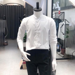 Áo sơ mi nam DOUBLE'D dài tay dáng ôm sơ cổ trụ vải lụa thái chống nhăn chống xù SDT