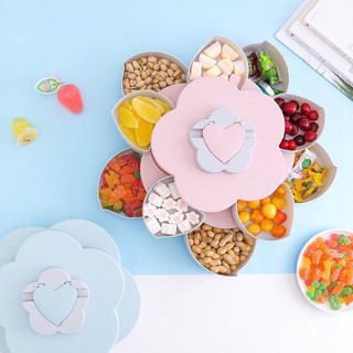 Freeship khay mứt lúa mạch xoay hình hoa kèm giá đỡ điện thoại mẫu mới