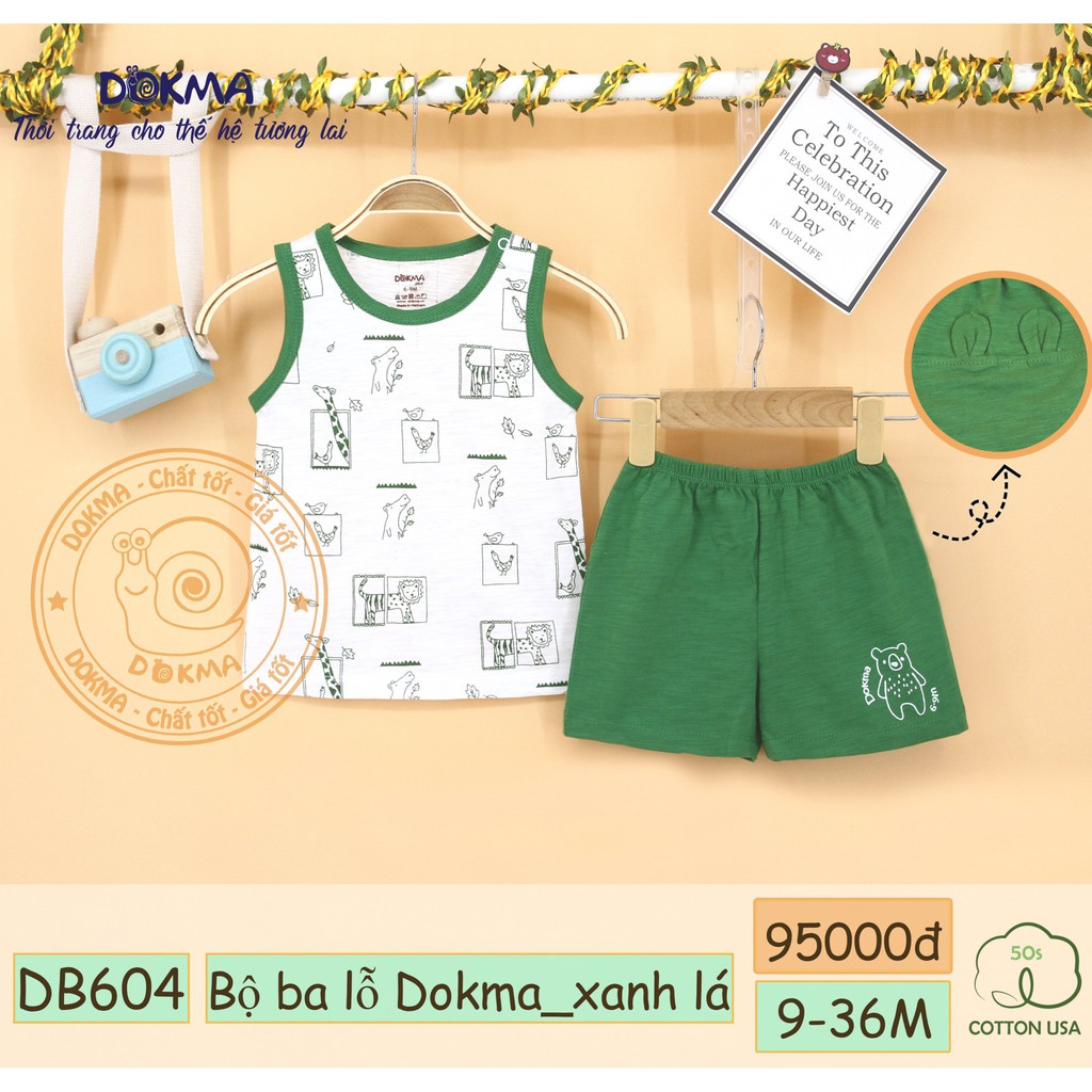 Bộ ba lỗ/sát nách vải cotton cho bé - DOKMA