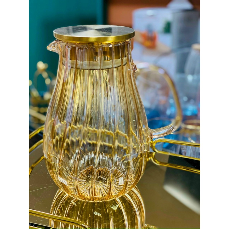 [ Sỉ lẻ ] [ giá tận xưởng] Bình Đựng Nước 1.9Lít Thủy Tinh Chịu Nhiệt, Bình Thủy Tinh Chịu Nhiệt Màu Vàng