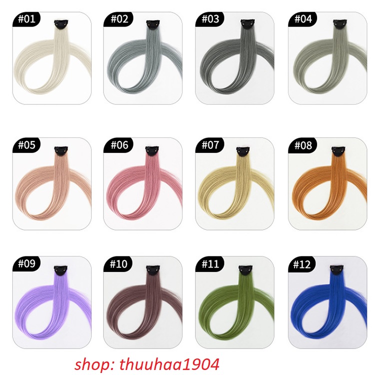 Tóc giả highlight, tóc kẹp light nhiều màu dài 60cm kẹp đôi siêu dàd, cá tính nhiều màu hot rêu, xám khói, bạch kim
