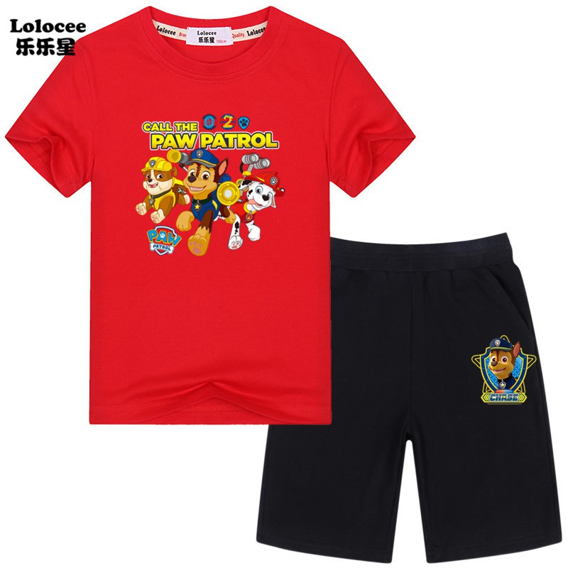 Bộ 2 Món Áo Thun Tay Ngắn &amp; Quần Short In Hình Paw Patrol Cho Bé Trai