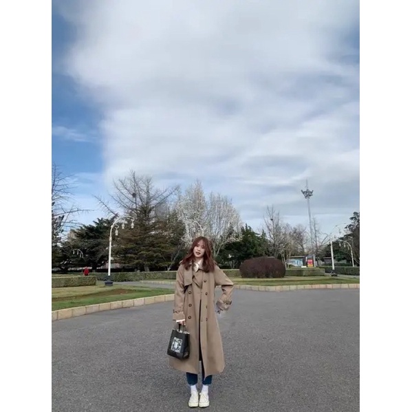 Áo khoác  nữ dáng dài thời trang Hàn Quốc, áo khoác mangto kaki Lisa Blackpink cự đẹp