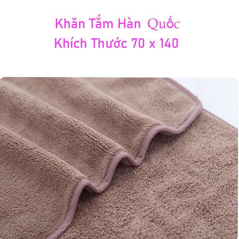 Khăn Tăm Bông Hàn Quốc 70x140cm Chất Vải Lông Cừa Siêu Mềm Mịn Thấm Hút Nước Cực Tốt Thích Hợp Cho Mẹ Và Bé