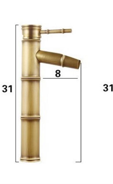 Vòi nóng lạnh ống trúc đồng thau cổ  cao cấp