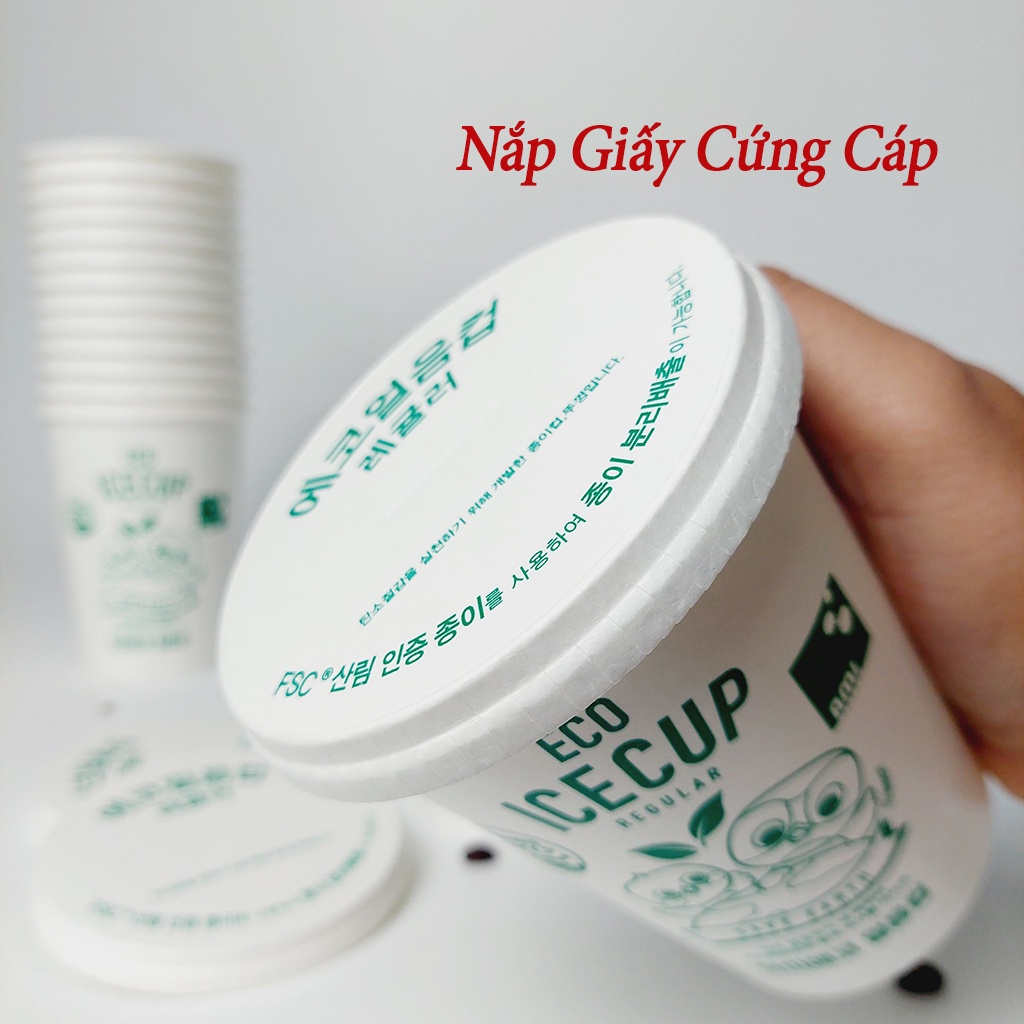 50 Cốc Giấy Siêu Cao Cấp ECO 480ml - 16oz Chim Xanh Kèm Nắp NHẬP KHẨU HÀN QUỐC
