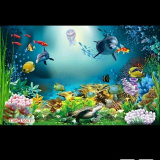 Tranh 3D dán trang trí bể cá cảnh