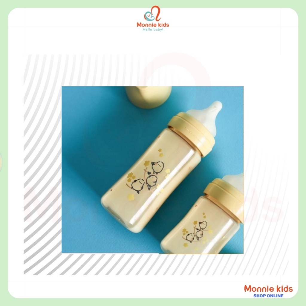 Bình sữa BeBePick chim vàng PPSU 150-250ml , Bình sữa họa tiết an toàn cho bé - Monnie Kids
