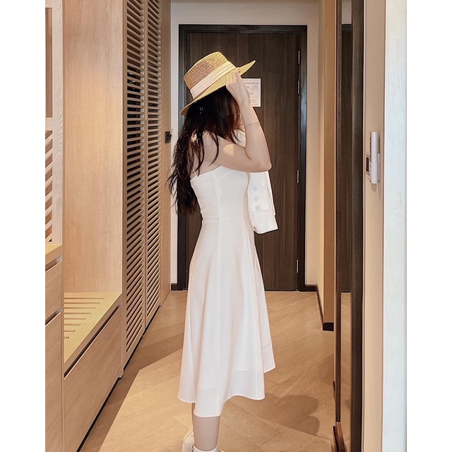 Đầm trắng hai dây Ruchan