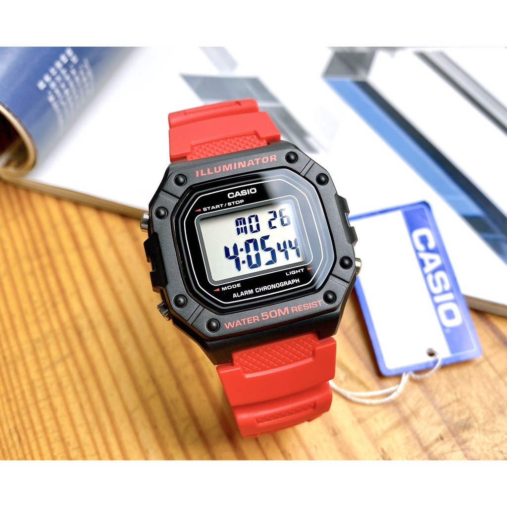 Đồng hồ Casio Nam W218H chống nước 100m dây nhựa siêu bền bỉ Pin 7 năm