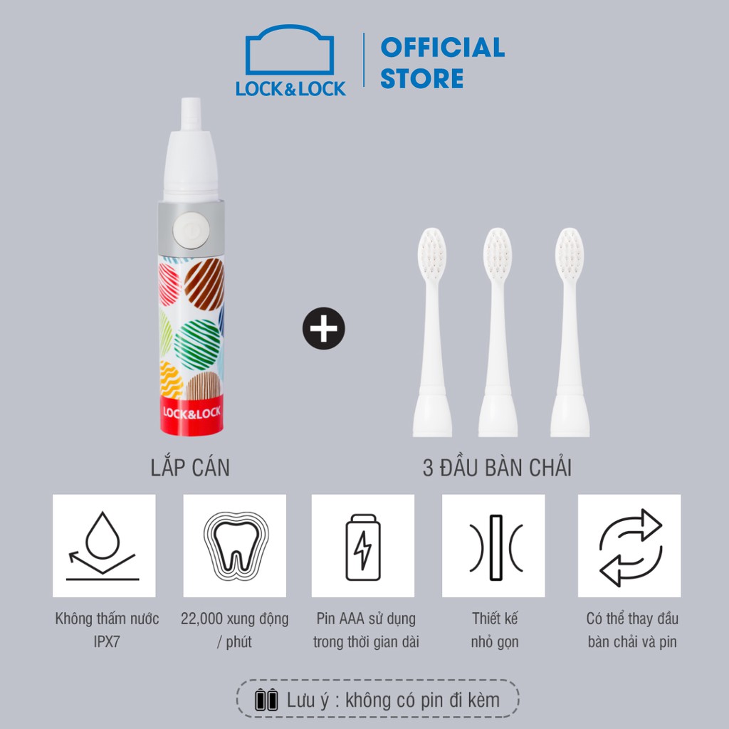 Bàn chải đánh răng điện Lock&amp;Lock, Portable electric toothbrush - ENR236