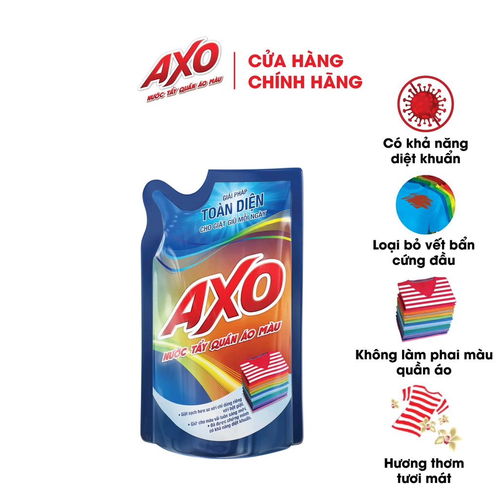 Nước Tẩy Quần Áo Màu AXO Hương Tươi Mát Túi 400ml