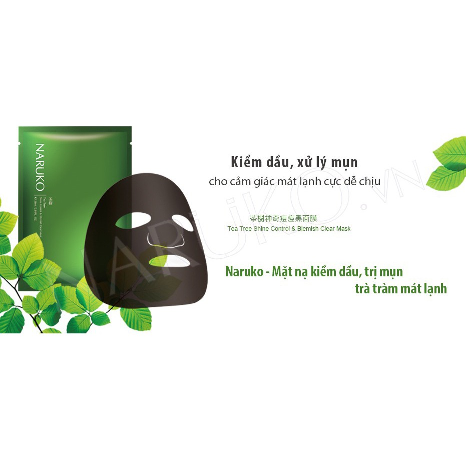 Mặt nạ Naruko tràm trà nguyên hộp và lẻ miếng- Tea Tree Shine Control and Blemish Clear Mask | Thế Giới Skin Care