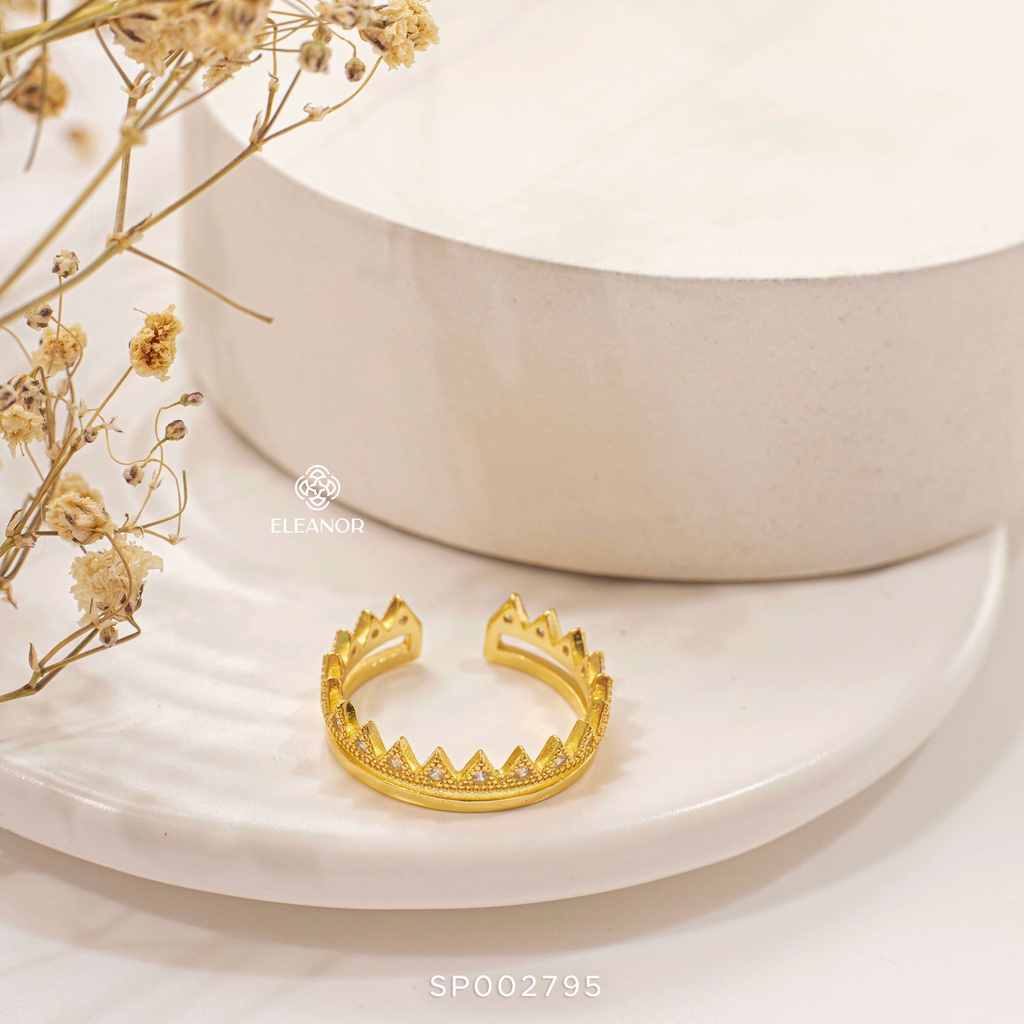 Nhẫn Bạc Nữ Eleanor Mạ Vàng 14K Đính Hạt Sang Trọng, Nữ Tính
