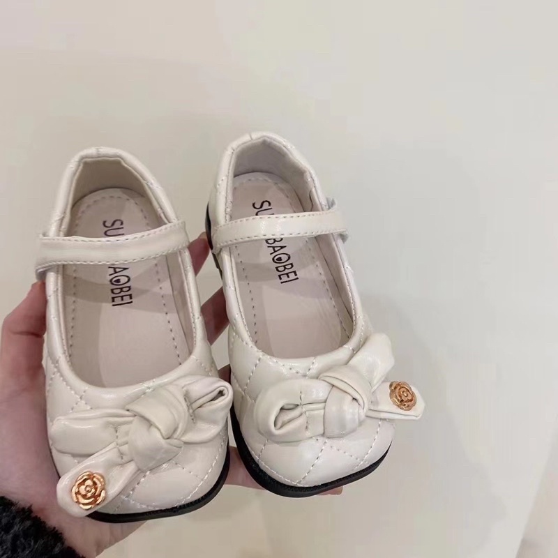 Giày Búp Bê Da Mềm Đính Nơ Kiểu Dáng Đáng Yêu Cho Bé Gái 2-6 Tuổi BB519