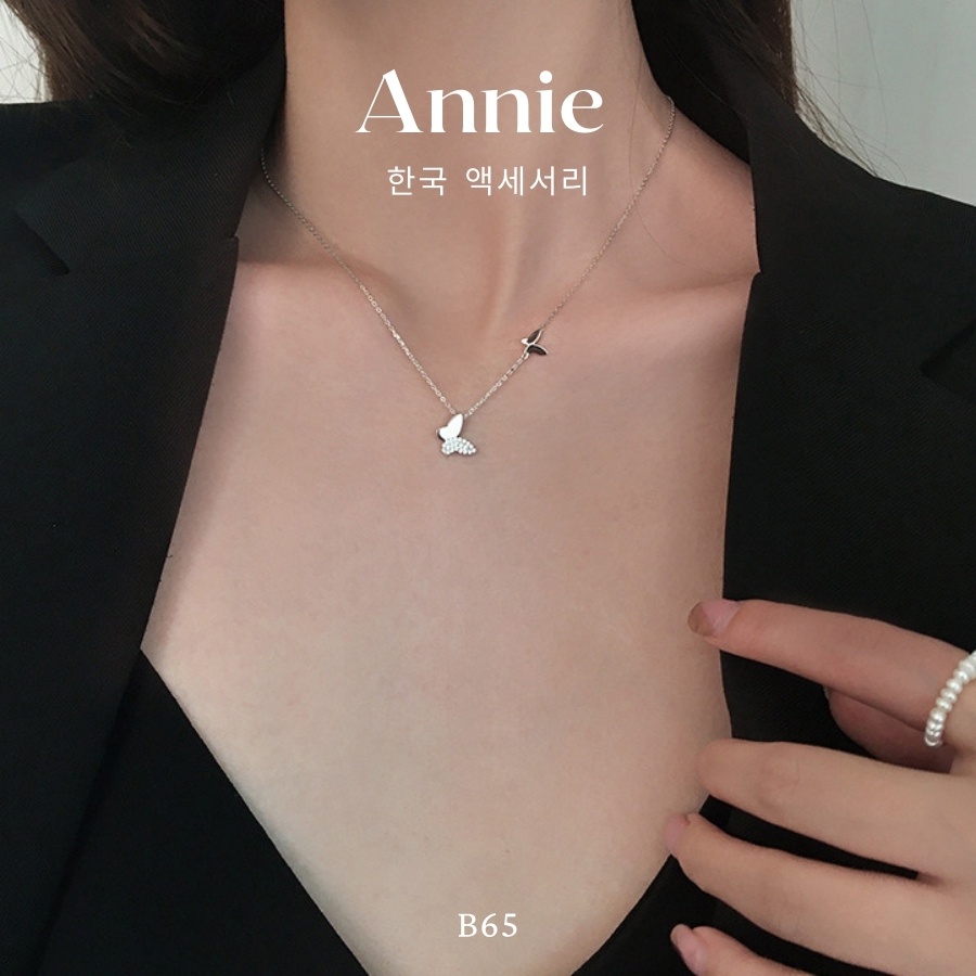 Dây chuyền bạc hình đôi bướm đính đá sợi mảnh nữ tính ANNIE - B65