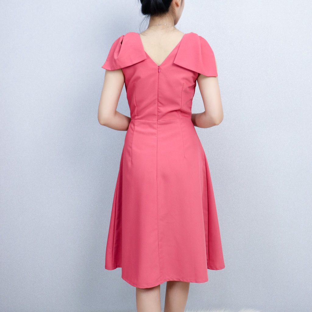 (XẢ KHO) Đầm Thiết Kế Dự Tiệc Công Sở Sang Trọng Bigsize AMYRA , Thiết Kế Dáng Xòe Tay Nơ Cao Cấp Đi Làm Đi Tiệc DA198
