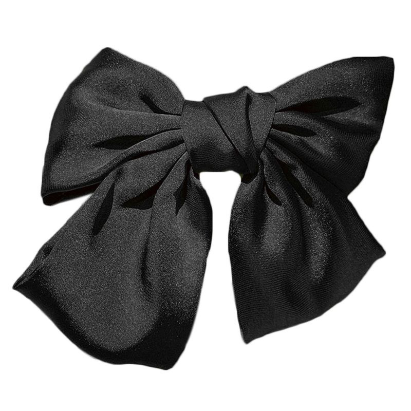 Kẹp Tóc Đính Nơ Vải Satin Màu Trơn Phong Cách Lolita Nhật Bản