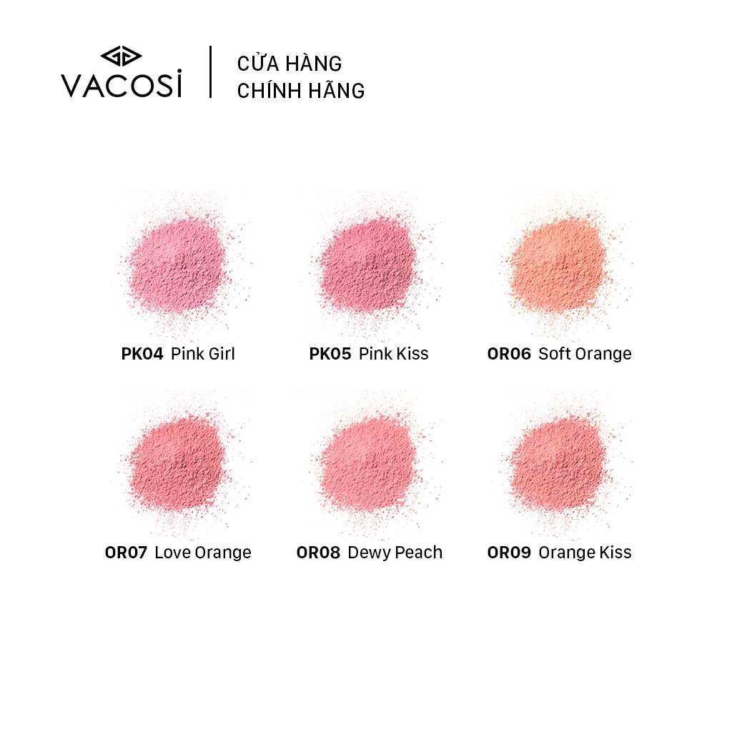 [Giảm 50% combo Phấn mắt] PHẤN MÁ HỒNG SIÊU MỊN & CHUÂN MÀU CHUYÊN NGHIỆP VACOSI NATURAL STUDIO BLUSH POWDER - hồng cam | BigBuy360 - bigbuy360.vn
