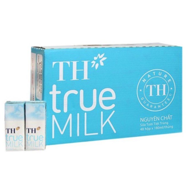 Thùng 48 Hộp 180ml Sữa TH True Milk Không Đường (Nguyên Chất)