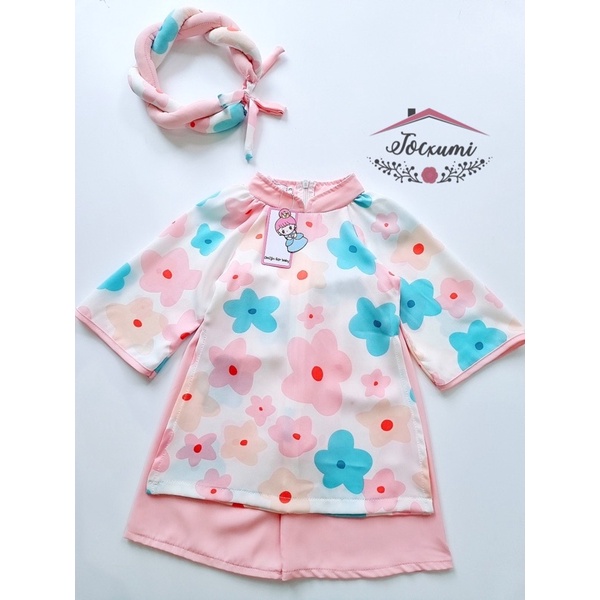 Set áo dài cách tân hoa đào ngọt ngào siêu iu mát mịn - Tocxumi