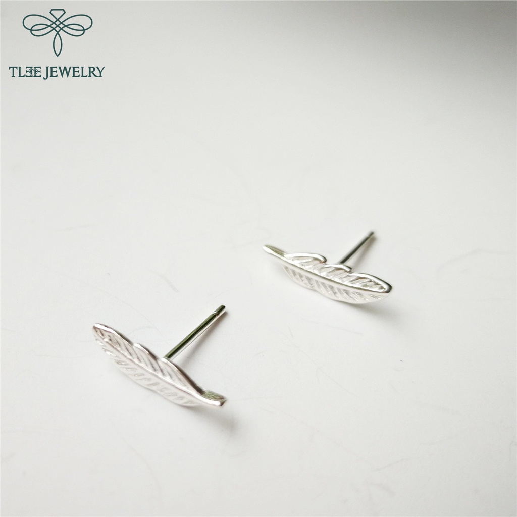 Khuyên tai bạc nữ TLEE lông vũ basic cá tính TleeJewelry B0194
