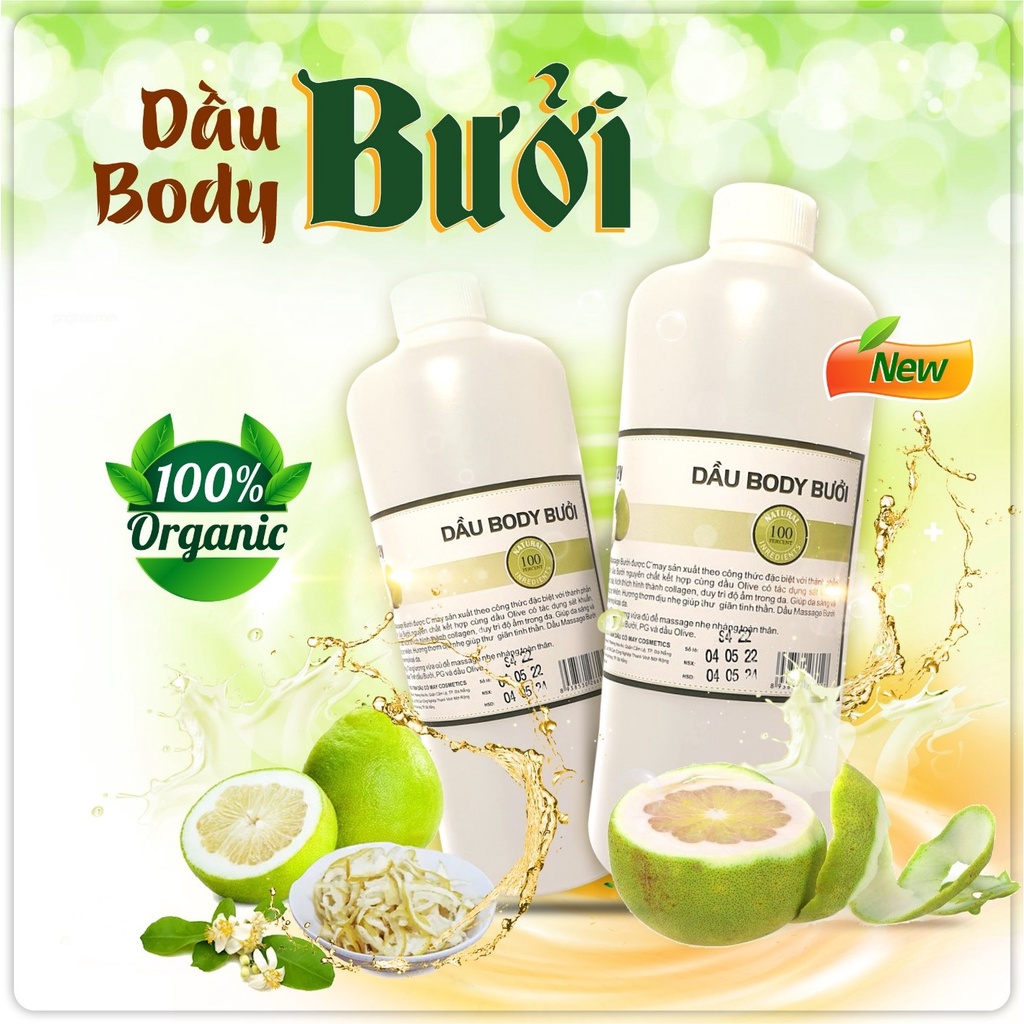 Dầu Massage Body Tinh Dầu Bưởi, Sả, Gừng, Lavender Cmay 250ml, 1000ml Chính Hãng