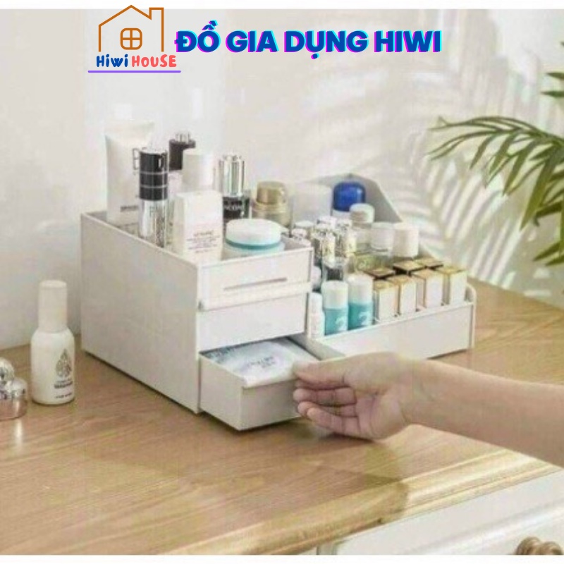 Kệ đựng mỹ phẩm để bàn 3 tầng 2 ngăn bằng nhựa cao câp