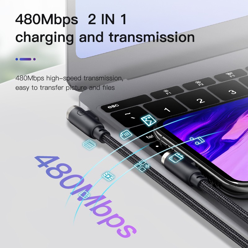 Dây cáp sạc chuyển đổi USB sang USB Type C nhanh chóng PD 60W USB 3.0 hình chữ L cho MacBook iPad Pro Xiaomi mi 10 Pro