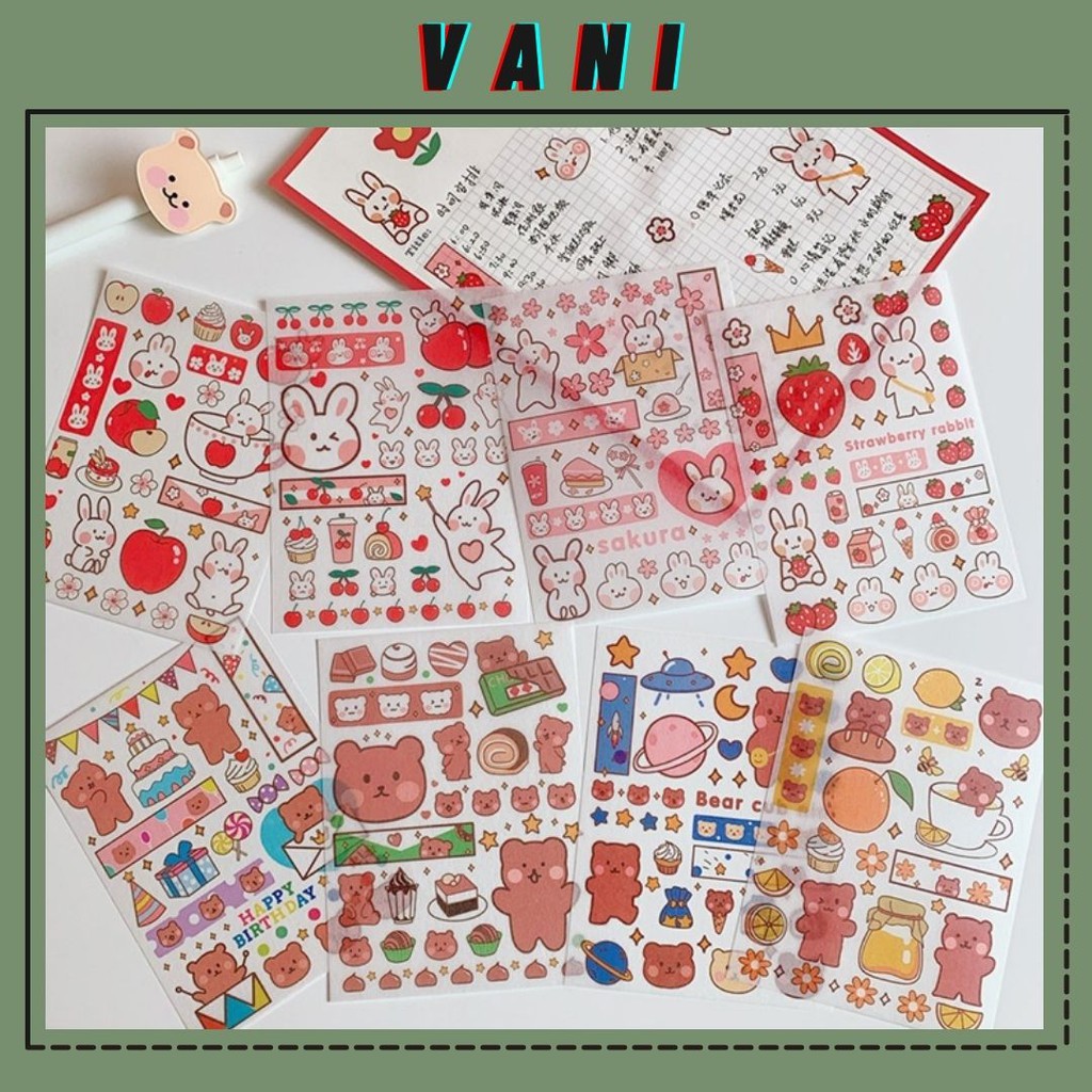 Set Bộ Sticker Dán Decor Hoạt Hình Dễ Thương, Nhiều Mẫu - Vani Store