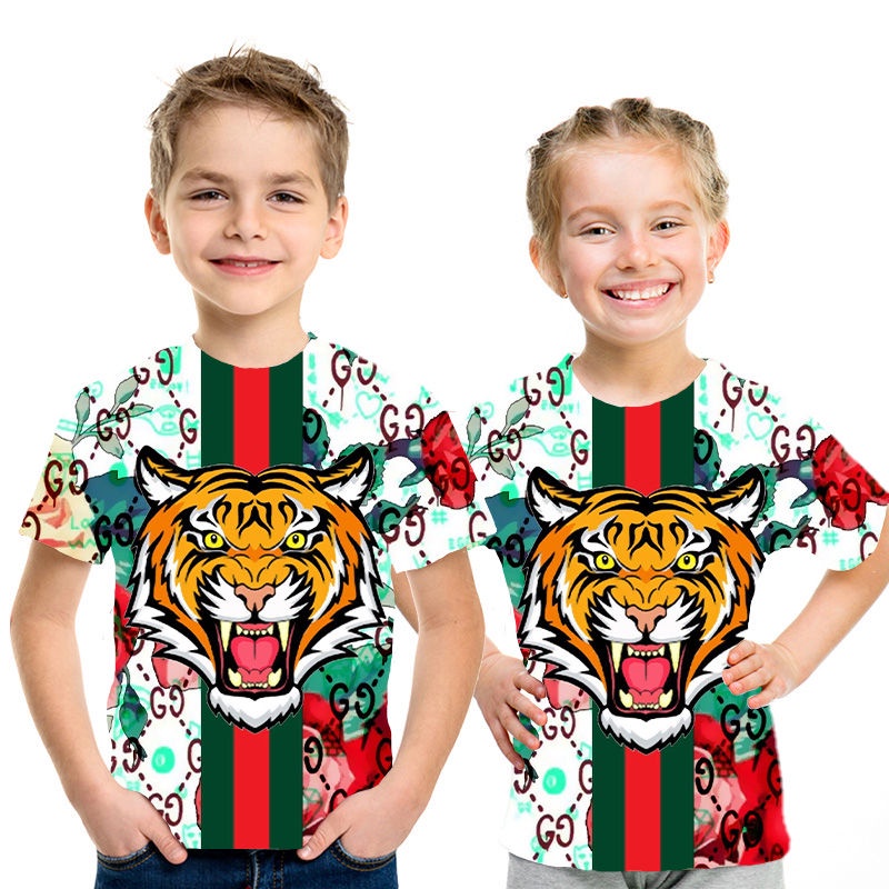 GUCCI Mới Áo Thun Tay Ngắn In Hình 3D Thời Trang Cho Bé