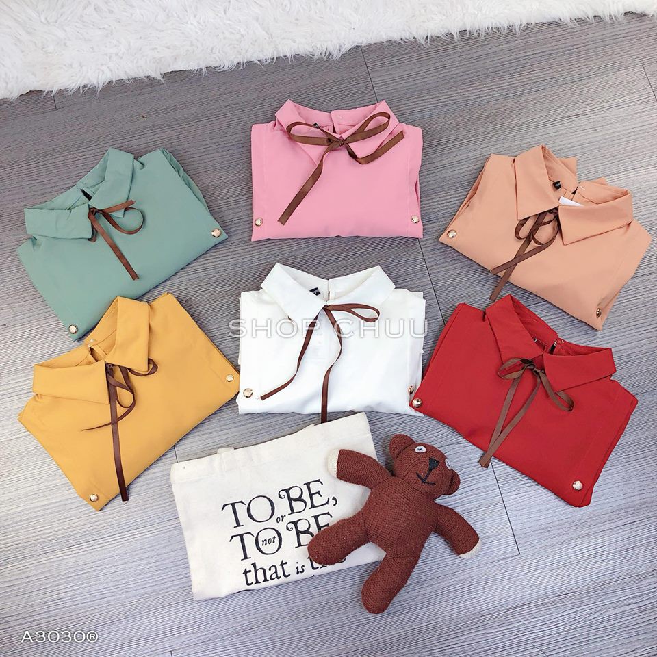 [ Mã WASTRUN4 giảm 10% tối đa 30K đơn 99K] Áo sơ mi nữ dài tay thắt nơ đính cúc tiểu thư CHUU A3030 | BigBuy360 - bigbuy360.vn