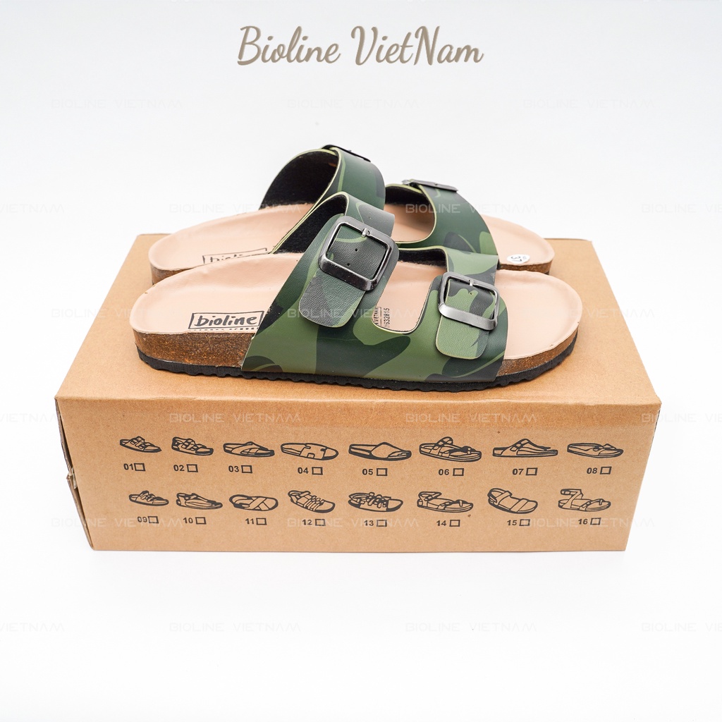 Sandal đế bệt quai ngang, Dép đế chấu da Pu Camo mã R01