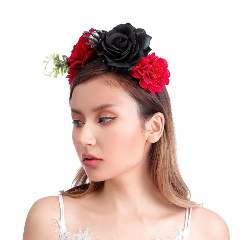 Flgo Băng Đô Đầu Lâu Hoa Hồng Phong Cách Gothic Làm Đạo Cụ Chụp Ảnh Halloween