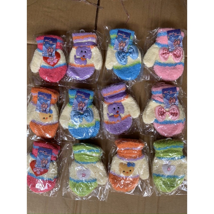 GĂNG TAY LEN TRẺ EM ❤️BAO TAY XỎ NGÓN LEN XÙ❤️ bao tay cho bé nhiều màu dễ thương size từ 1- 4 tuổi