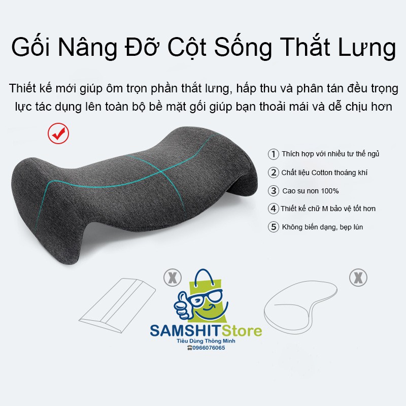 Gối Nâng Đỡ Cột Sống Thắt Lưng Cao Su Non, Đệm Kê Lưng Chữ M Cho Bà Bầu, Người Thoát Vị Đĩa Đệm, Mỏi Lưng - GTL27