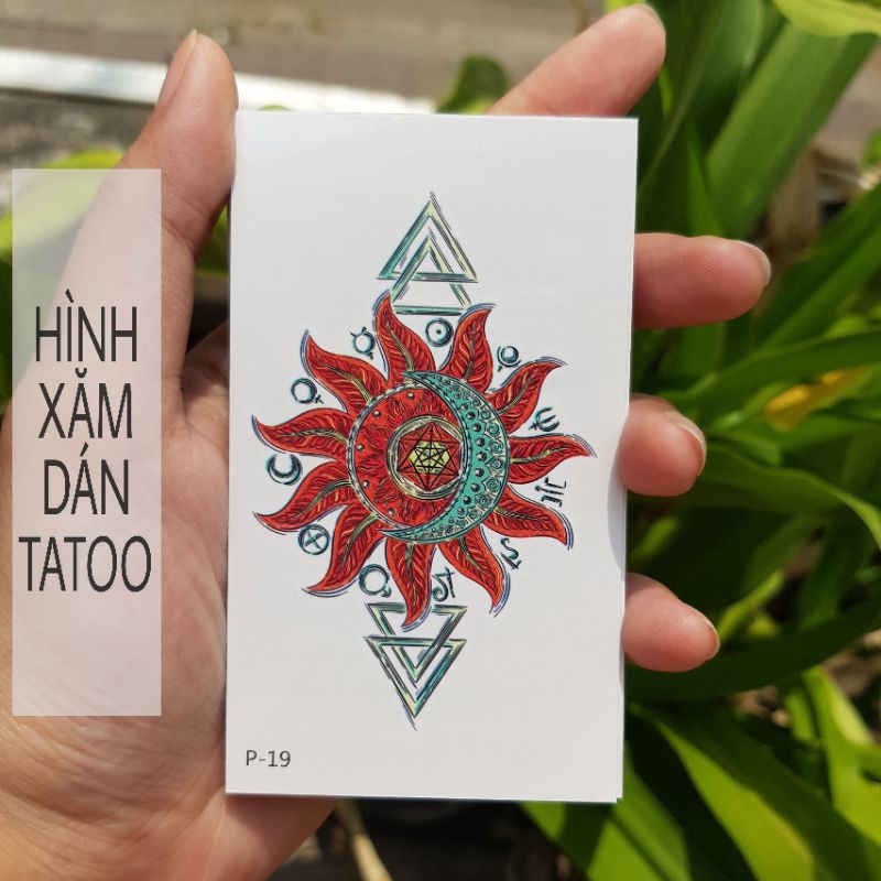 Hình xăm biểu tượng bánh răng p19.Xăm dán tatoo mini tạm thời, size &lt;10x6cm