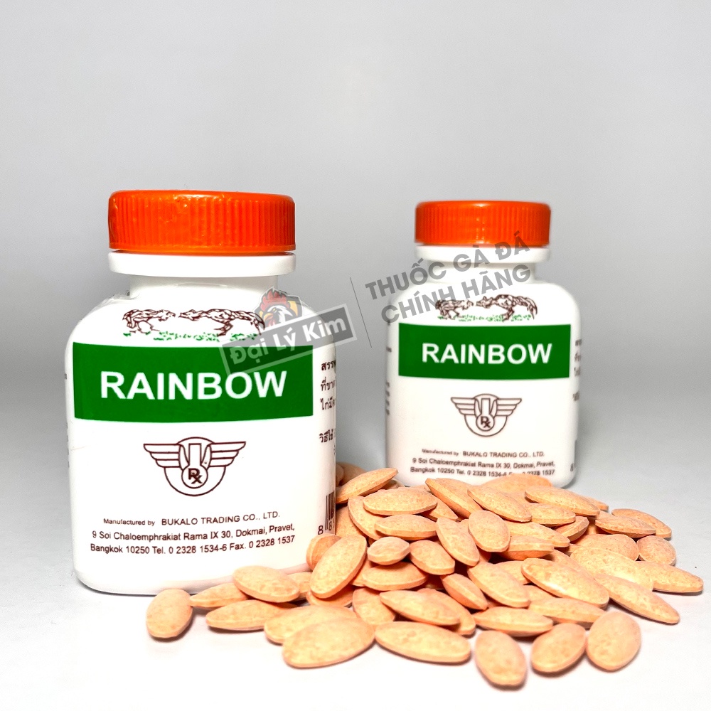 Sản phầm nuôi gà đá tăng bo Rainbow, hủ 100 viên, nhập khẩu Thái Lan chính hãng