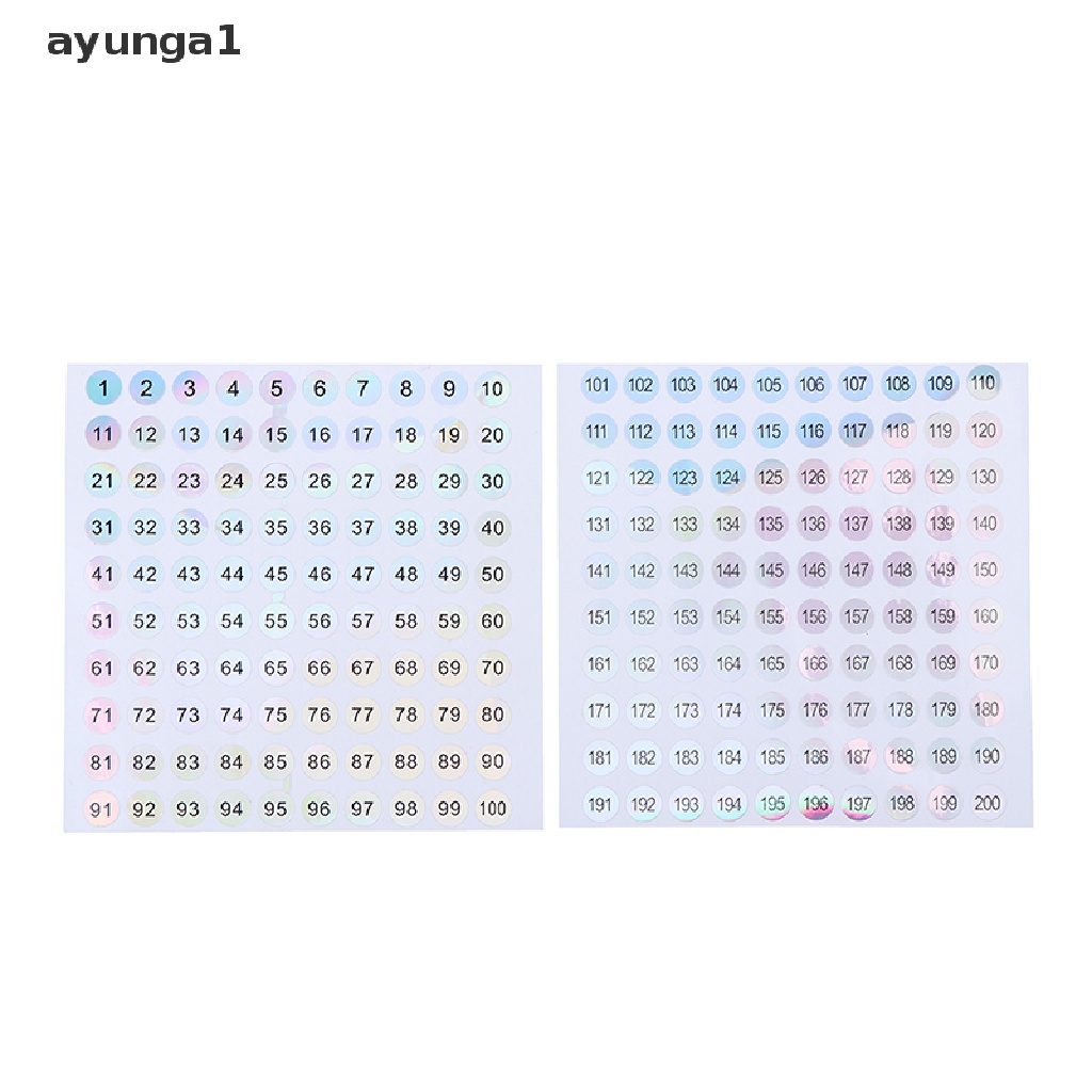 [ayunga1] Waterproof Number 1-200 Laser Labels Stickers Nail Polish Lipstick Number Tags [new]