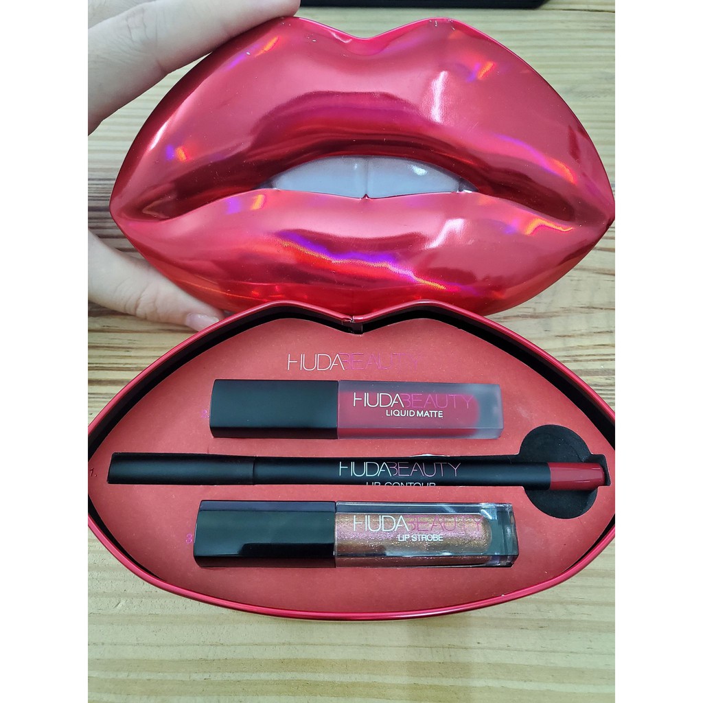 set son HUDA BEAUTY Contour & Strobe Liquid Lip Set