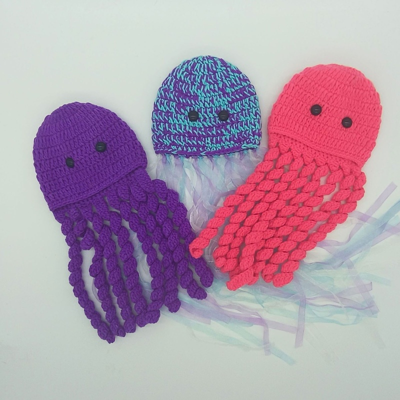 Mũ Len Hình Bạch Tuộc Dễ Thương Dùng Làm Phụ Kiện Chụp Ảnh Cho Bé Sơ Sinh