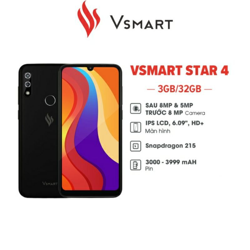 Điện thoại Vsmart star 4 bản (3g/32g) nguyên seal