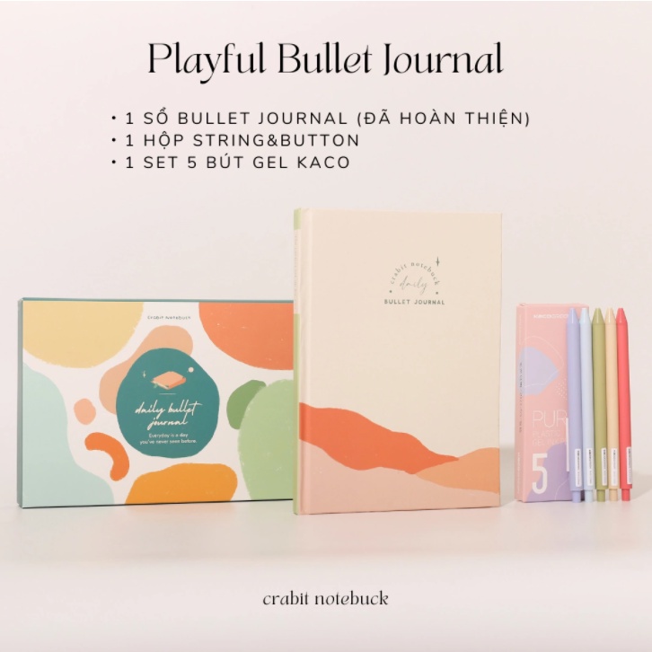 Combo Sổ Crabit Playful Daily Bullet Journal - Sổ in sẵn layout bullet journal 12 tháng