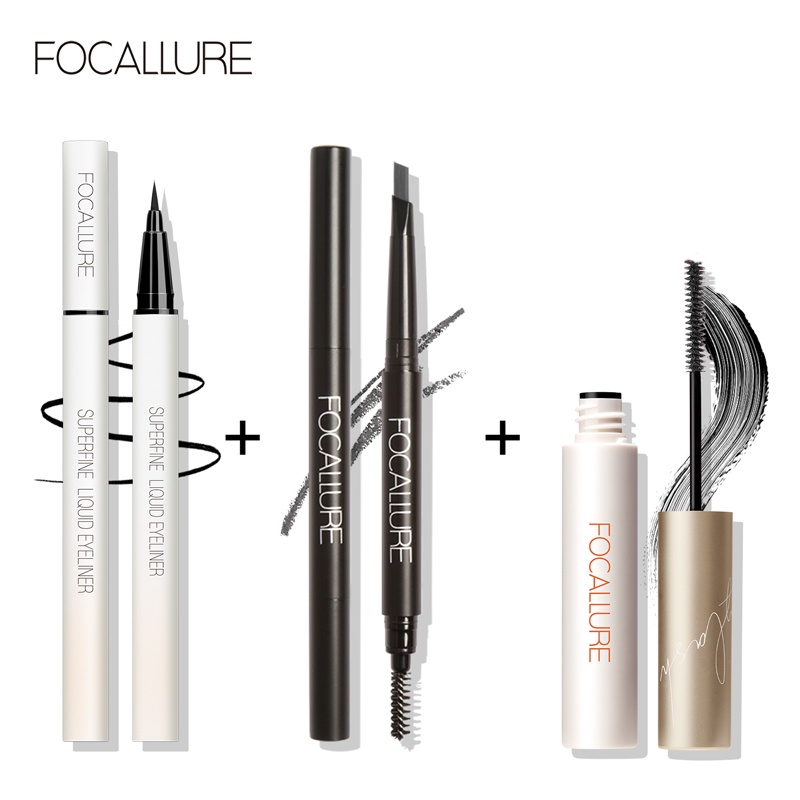 Bộ trang điểm FOCALLURE gồm bút kẻ mắt nét mỏng + chì kẻ mày lâu trôi + mascara chống thấm nước | BigBuy360 - bigbuy360.vn