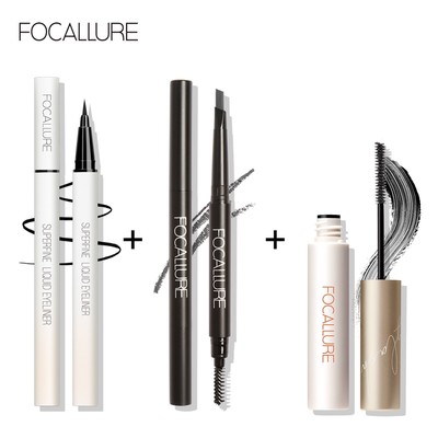Set trang điểm mắt FOCALLURE gồm kẻ mắt nét mỏng + chì kẻ mày lâu trôi + mascara chống nước