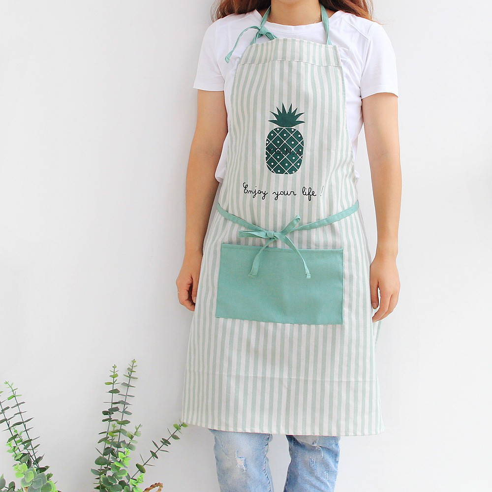 Tạp dề cotton có túi họa tiết sọc thơm- hatimoon - HTD34209