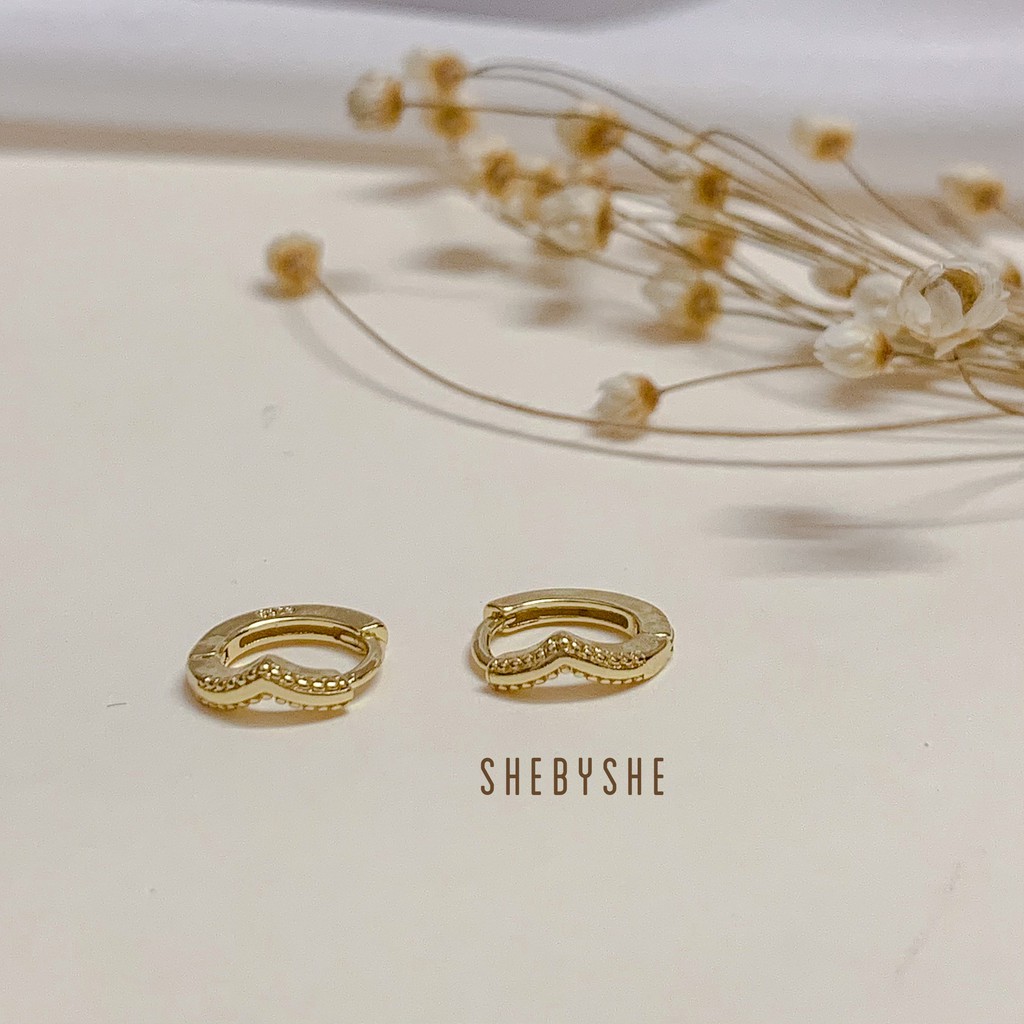 Bông tai hoa tai nữ bạc 925 mạ vàng 14K mini đính đá - SHEBYSHE K48