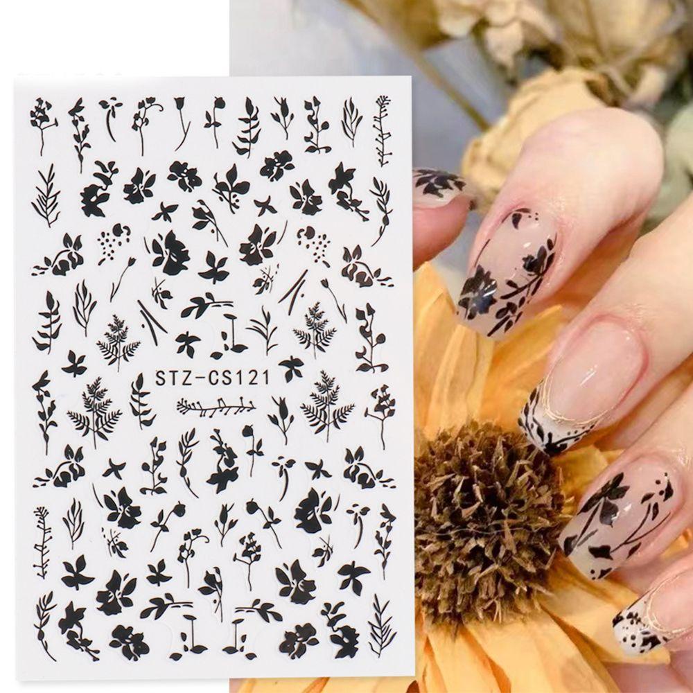 HS Sticker Dán Móng Họa Tiết Hoa Lá Mùa Hè Đơn Giản