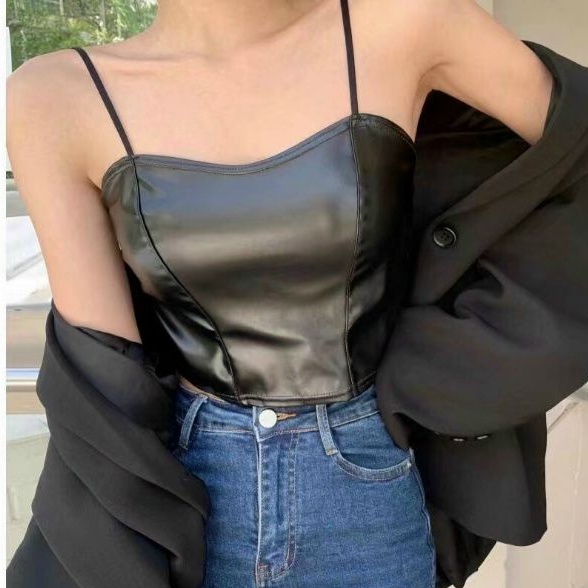 Áo lót nữ, Áo bra nữ da 2 dây không gọng dáng croptop có đệm mút ngực co giãn thoải mái mẫu hot 2022 | BigBuy360 - bigbuy360.vn